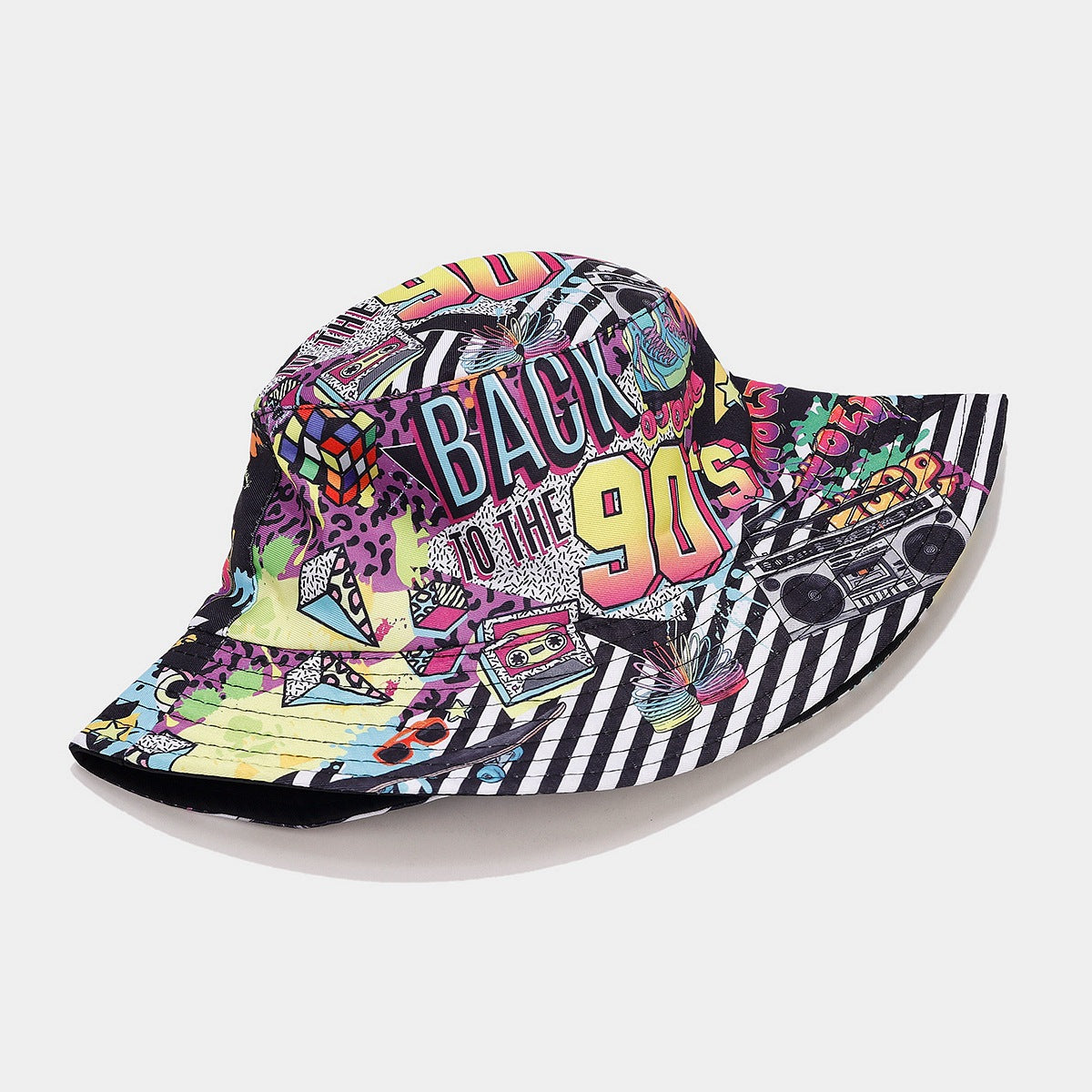 Wholesale  classic 80 90party fisherman hat men's and women's fashion positioning graffiti double-sided basin hat tide